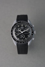Rubber Curved Strap for Omega x Swatch MoonSwatch – Mission to the Moon – Black with Black Stitch