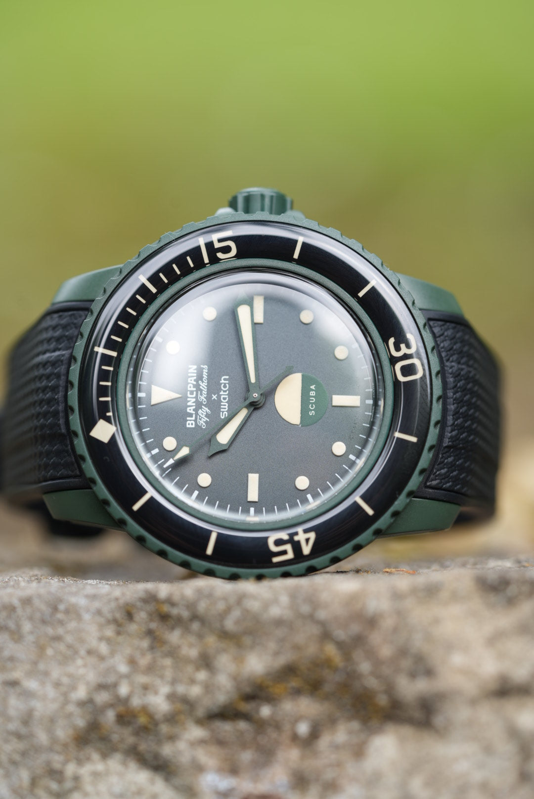 Rubber Woven Strap for Blancpain X Swatch Green Abyss