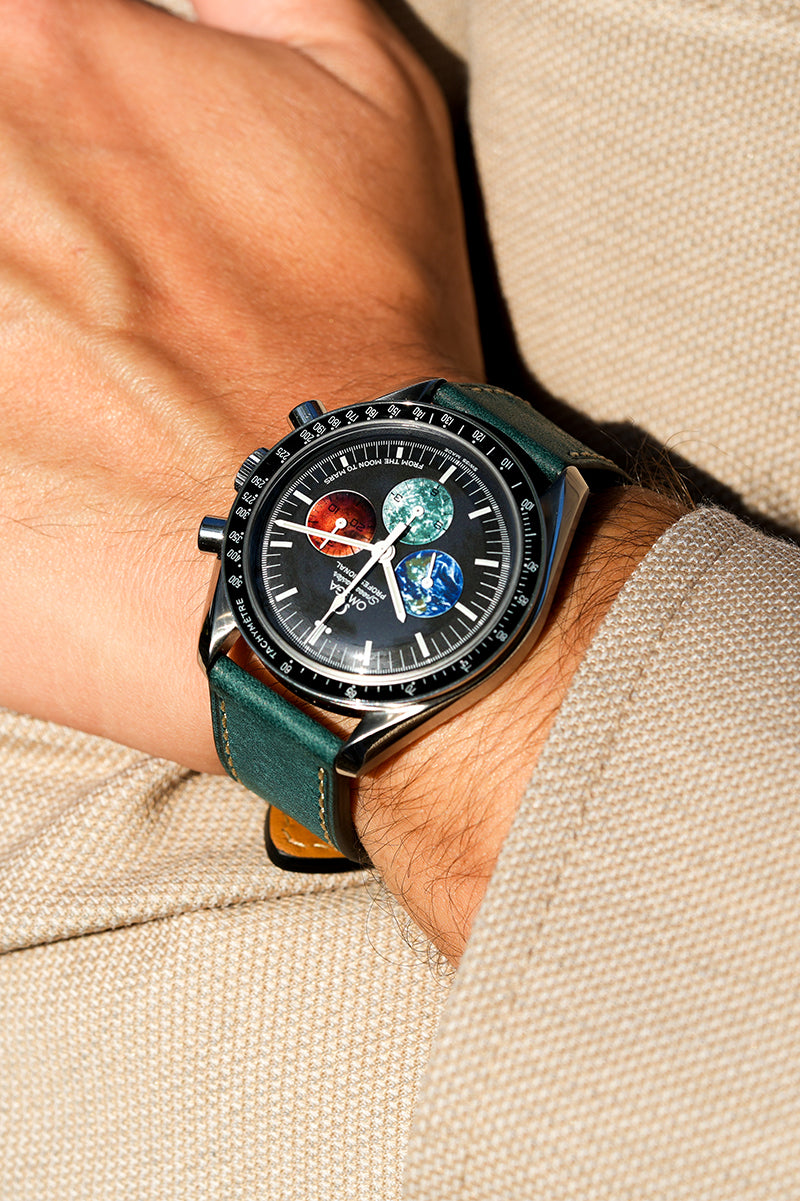 Tuscan Pueblo Leather Strap with Contrast Stitch – 18mm to 22mm – Teal