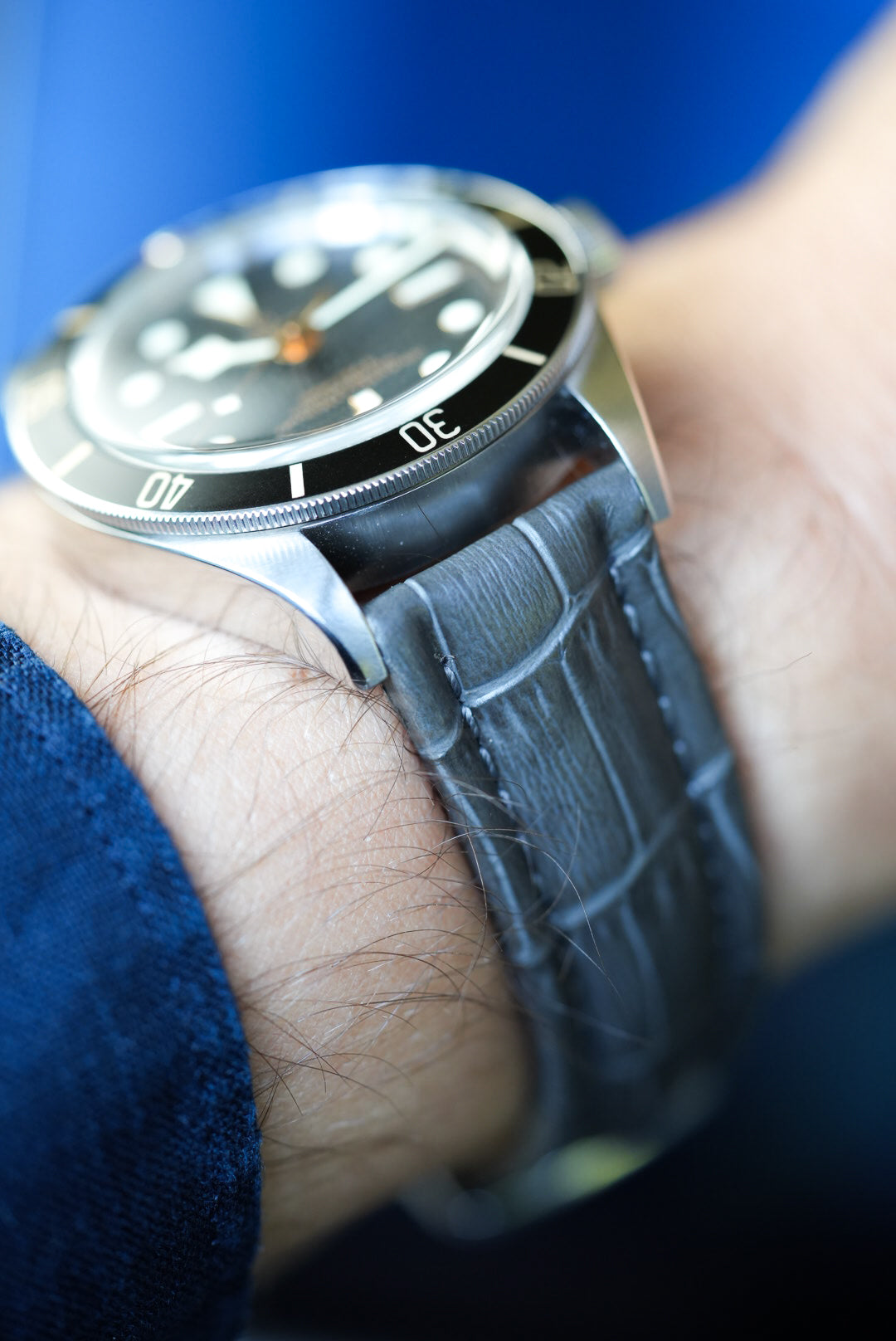 Tudor Black Bay Embossed Leather Strap | Alligator Pattern | 20mm
