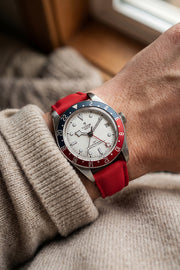 Tudor Black Bay GMT Red Sailcloth FKM Rubber Strap Deployant Clasp