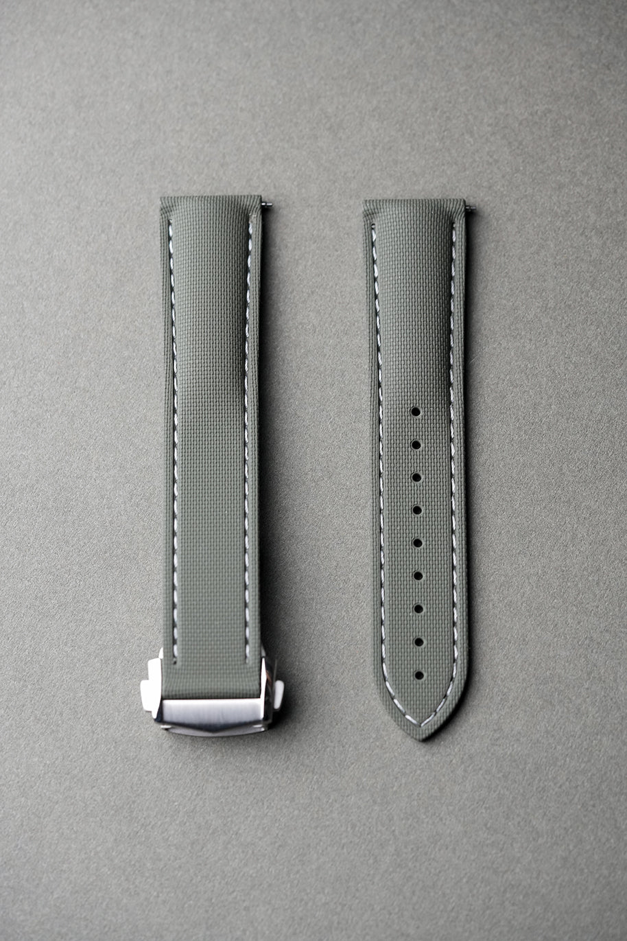 Sailcloth Effect FKM Rubber Strap with Deployant Clasp 20mm-22mm