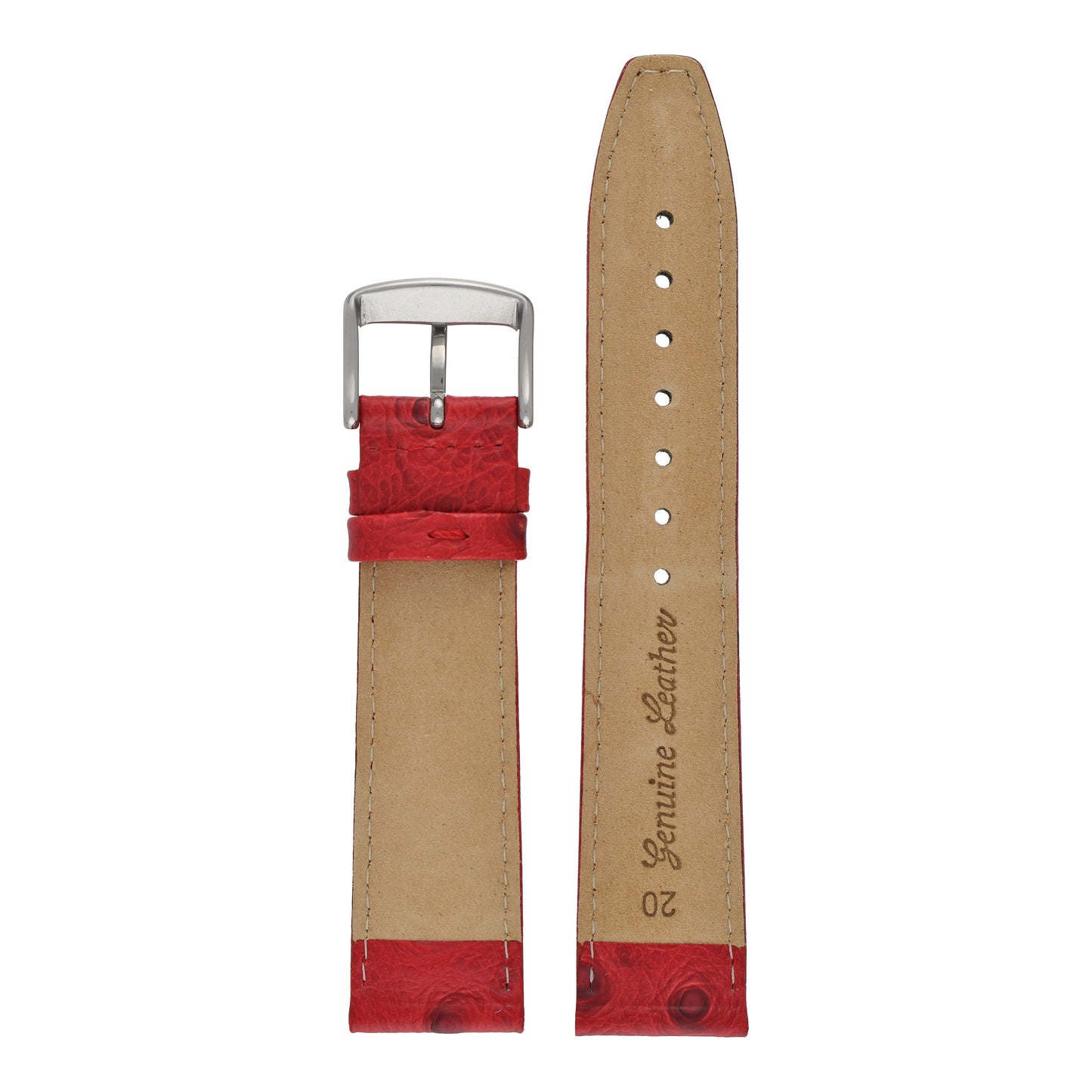 Vibrant Ostrich Grain Leather Watch Strap