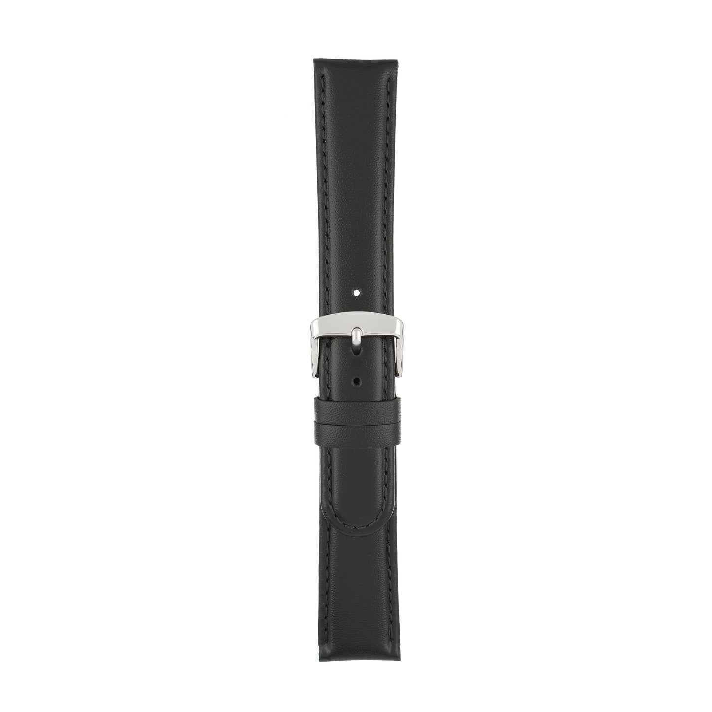 Black Padded Stitched Leather Watch Strap — joined view