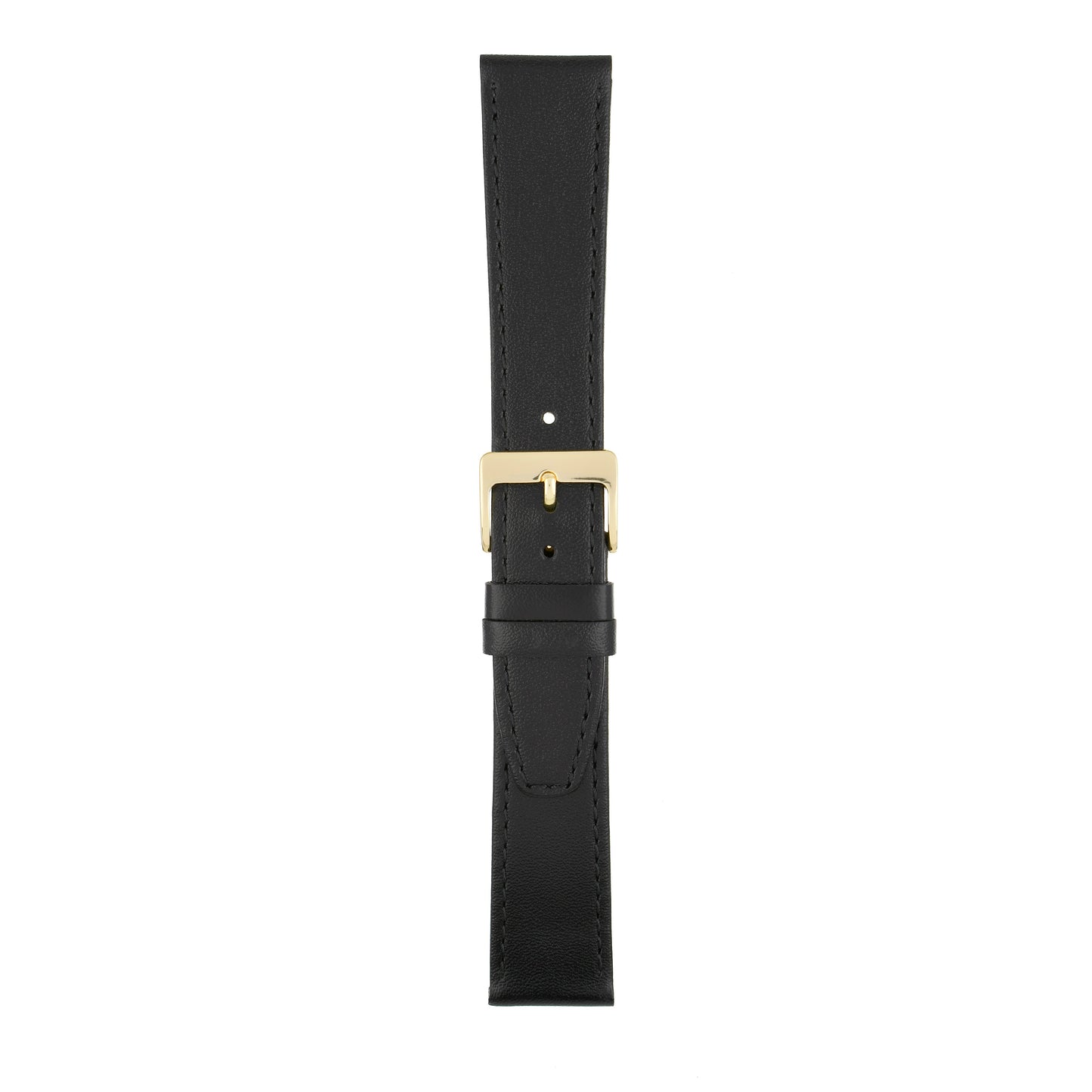 Black Plain Stitched Calf Leather Watch Strap — joined view