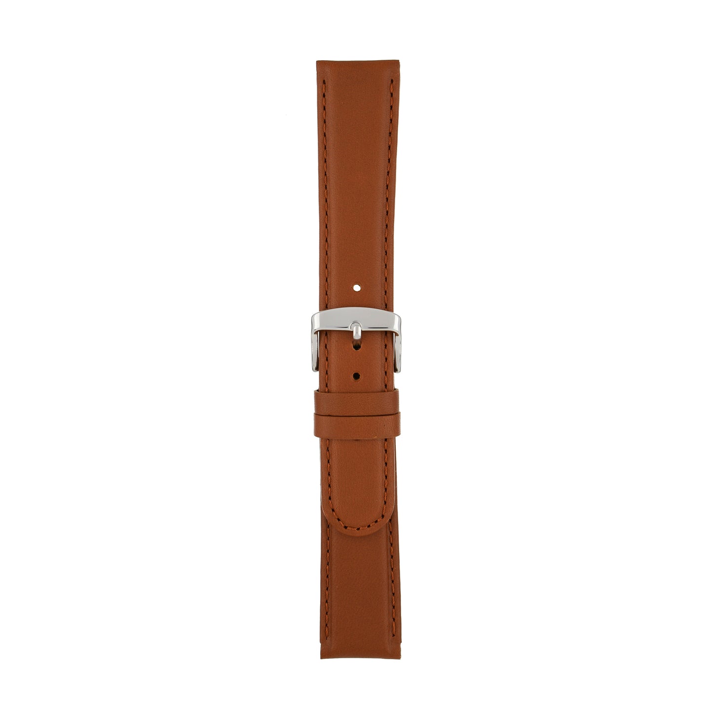 Brown Padded Stitched Leather Watch Strap — joined view