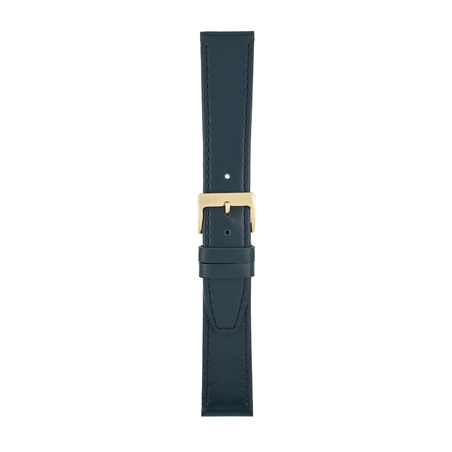 Blue Plain Stitched Calf Leather Watch Strap — joined view