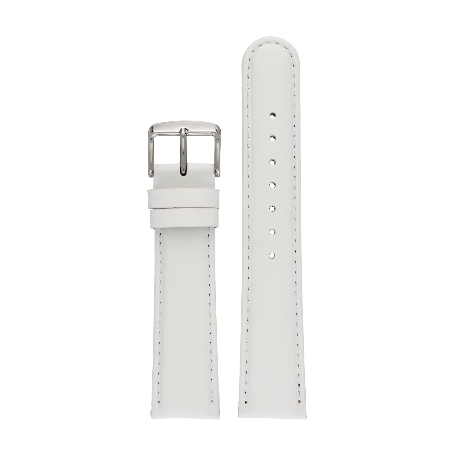 White Padded Stitched Leather Watch Strap — front view