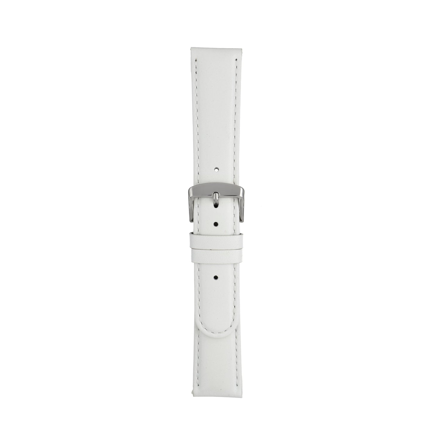 White Padded Stitched Leather Watch Strap — joined view
