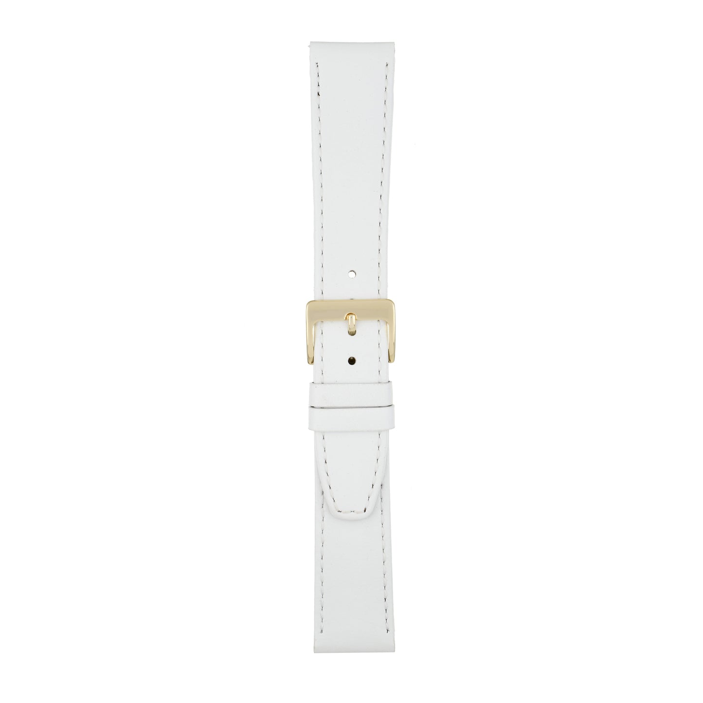 White Plain Stitched Calf Leather Watch Strap — joined view