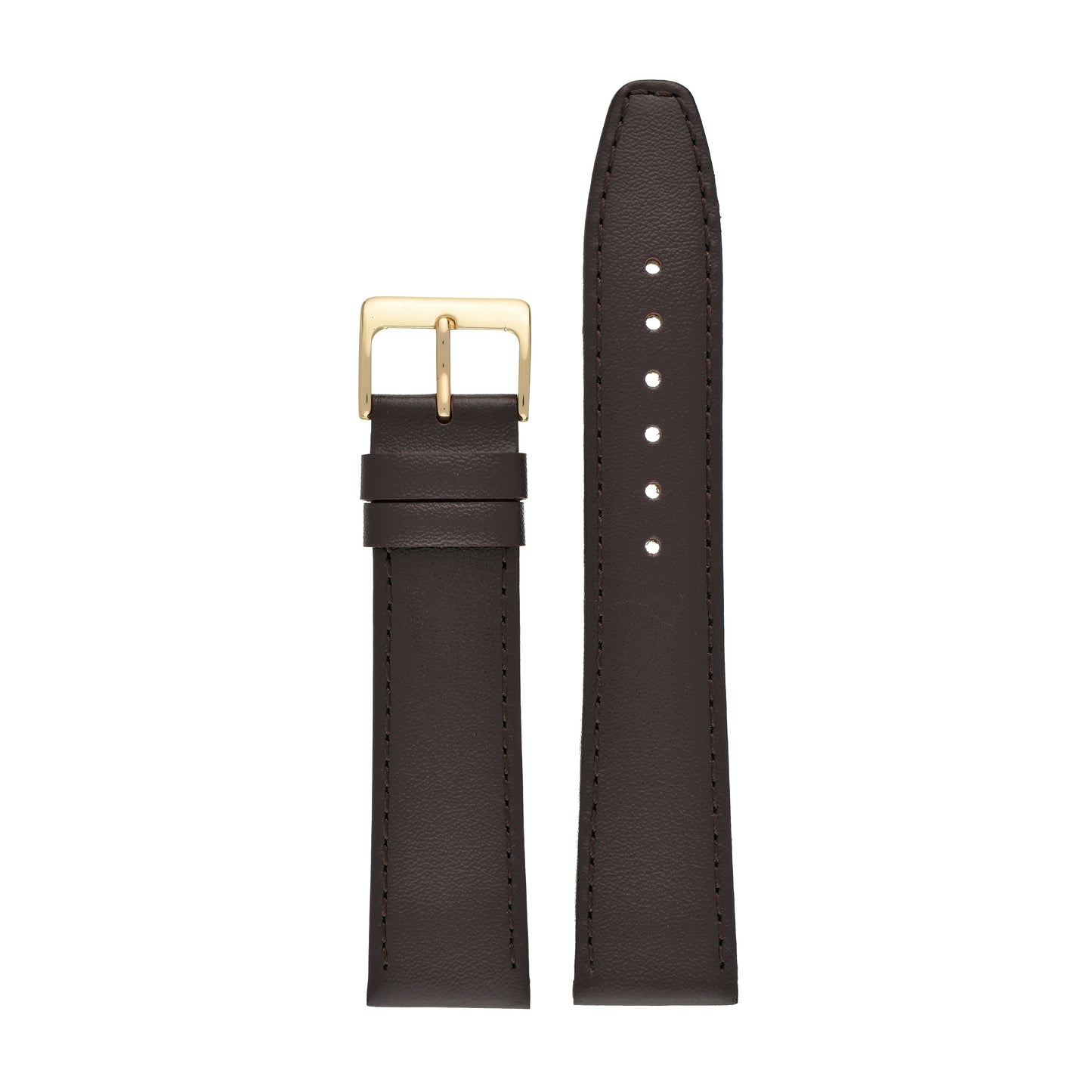 Tan Plain Stitched Calf Leather Watch Strap — front view