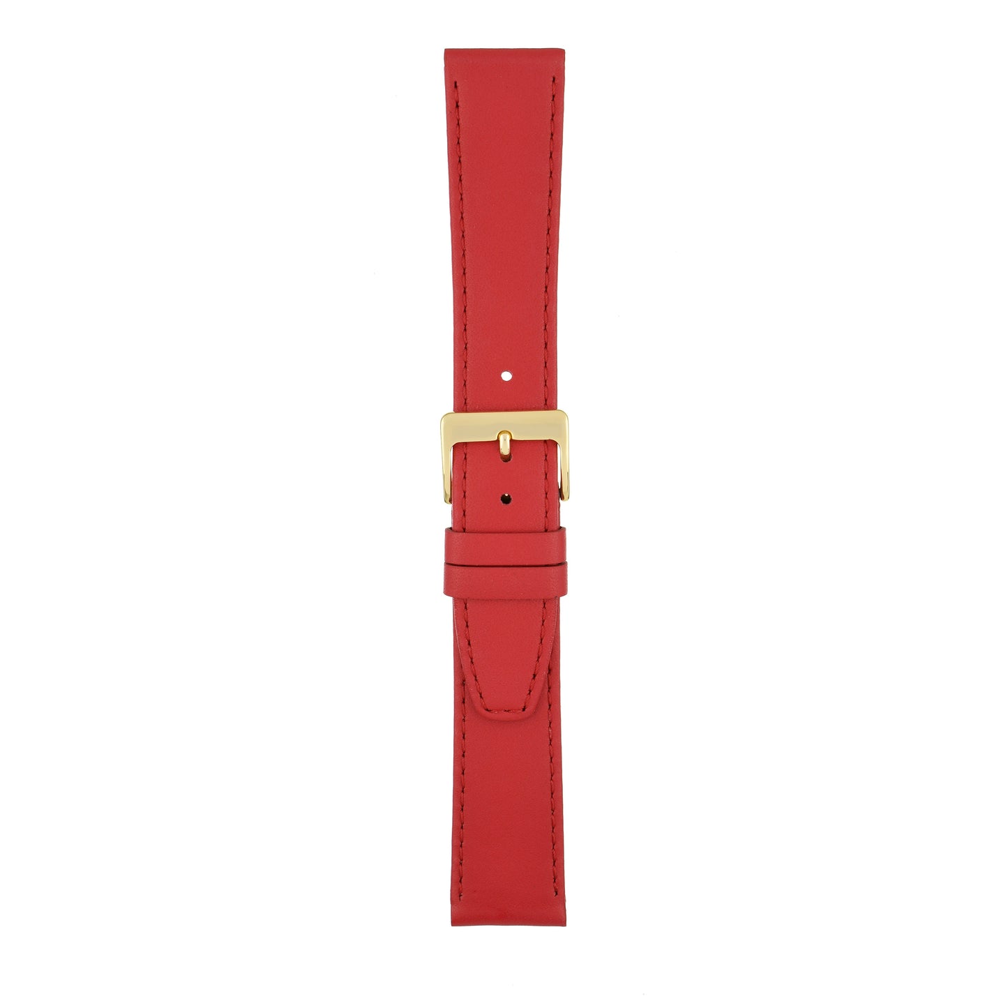 Red Plain Stitched Calf Leather Watch Strap — joined view
