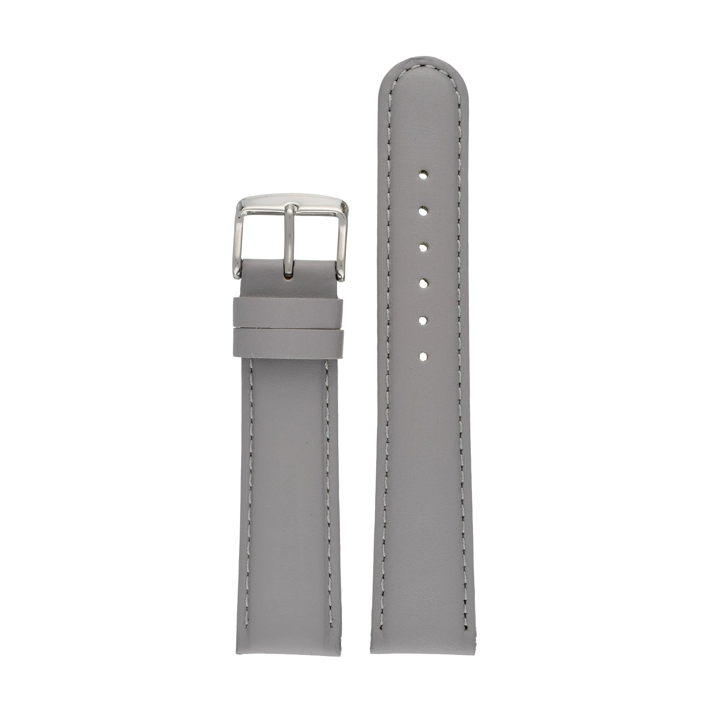 Grey Padded Stitched Leather Watch Strap — front view