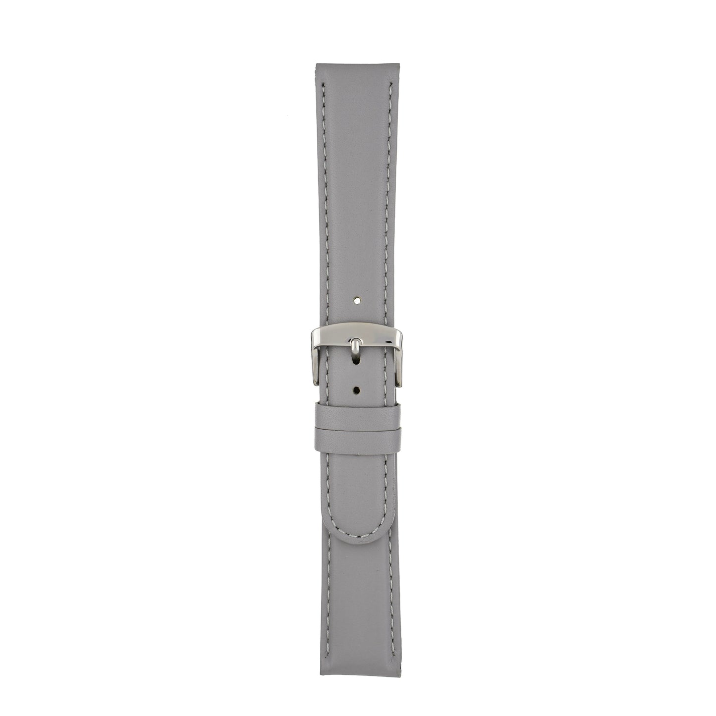 Grey Padded Stitched Leather Watch Strap — joined view