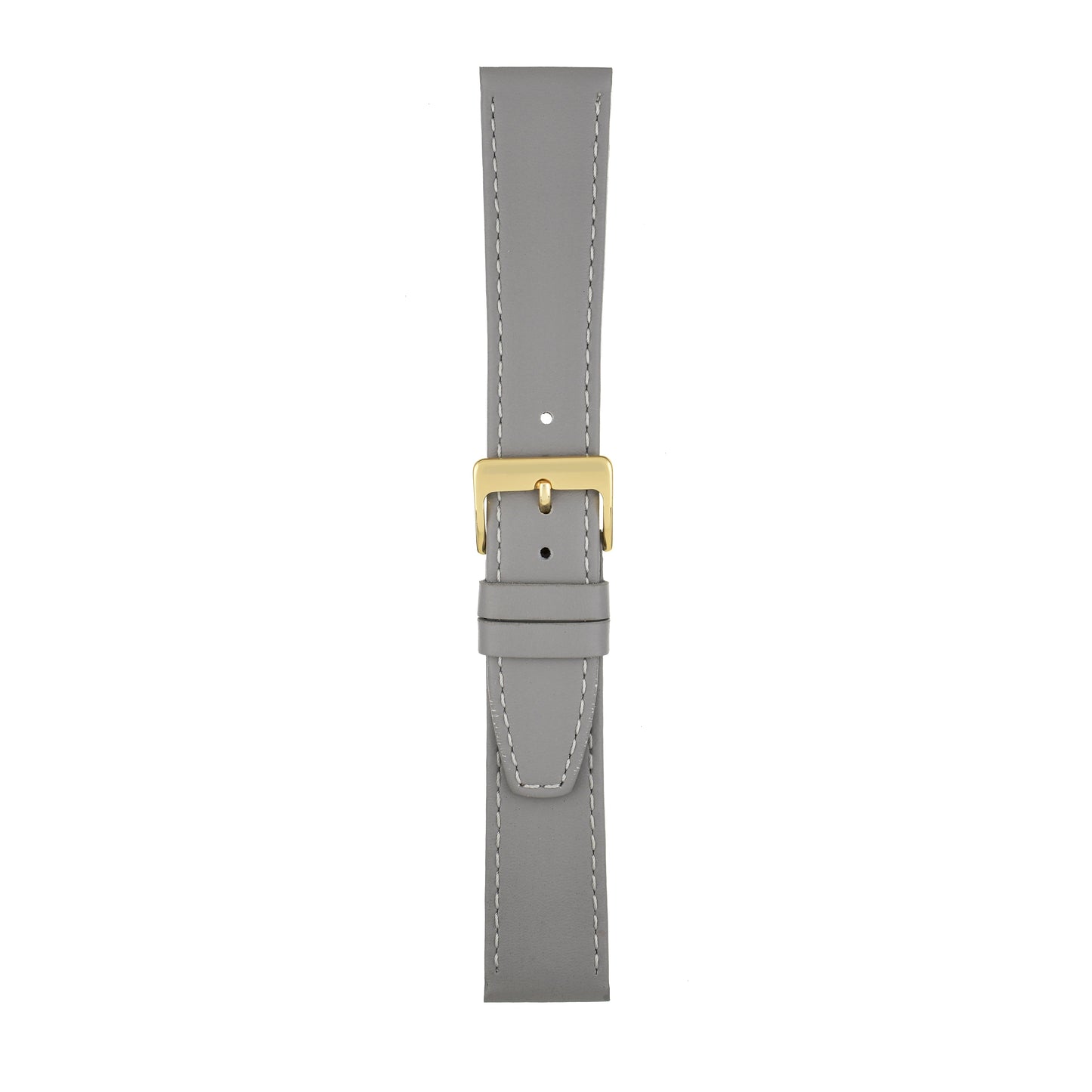 Grey Plain Stitched Calf Leather Watch Strap — joined view