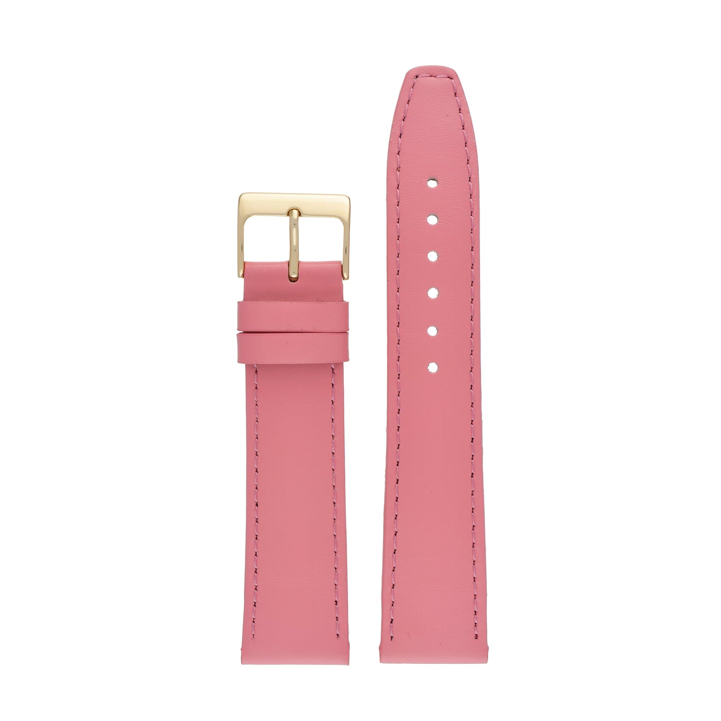 Pink Plain Stitched Calf Leather Watch Strap — front view