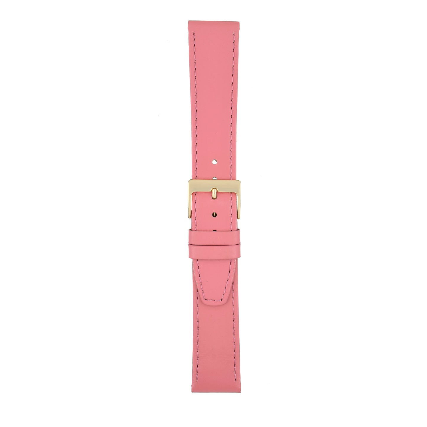 Pink Plain Stitched Calf Leather Watch Strap — joined view