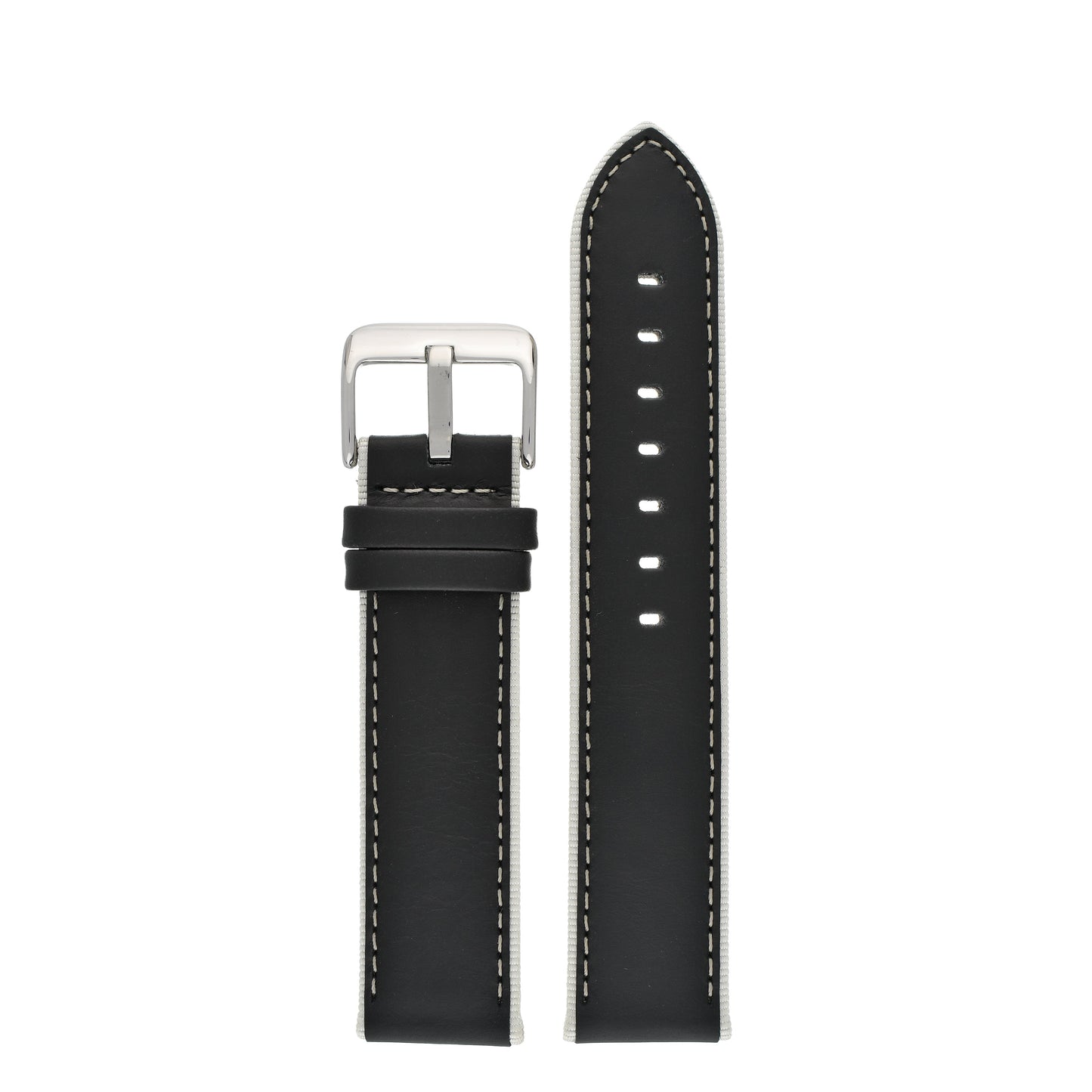 Contrasting Trim Leather Watch Strap