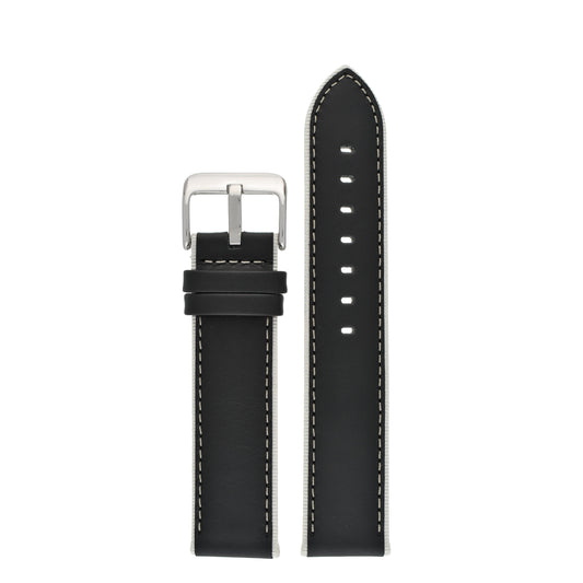 Contrasting Trim Leather Watch Strap