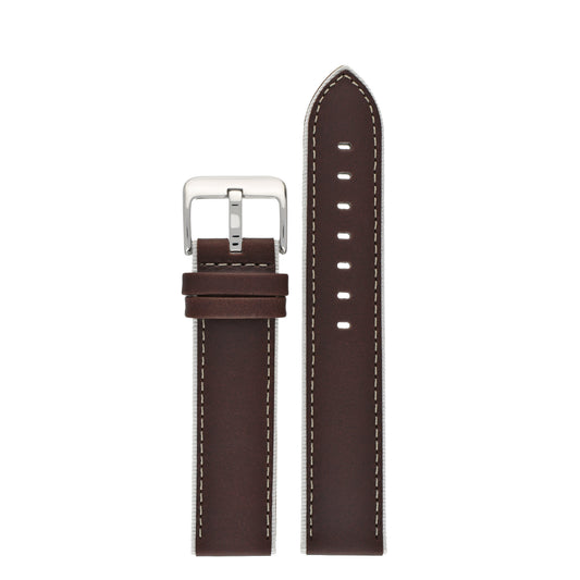 Contrasting Trim Leather Watch Strap