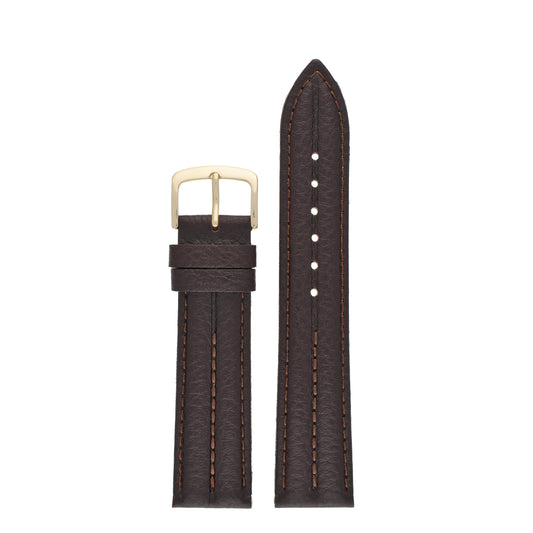 Double Ridged Padded Leather Watch Strap