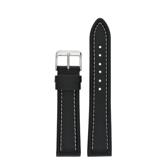 Oil Leather White Stitch Watch Strap