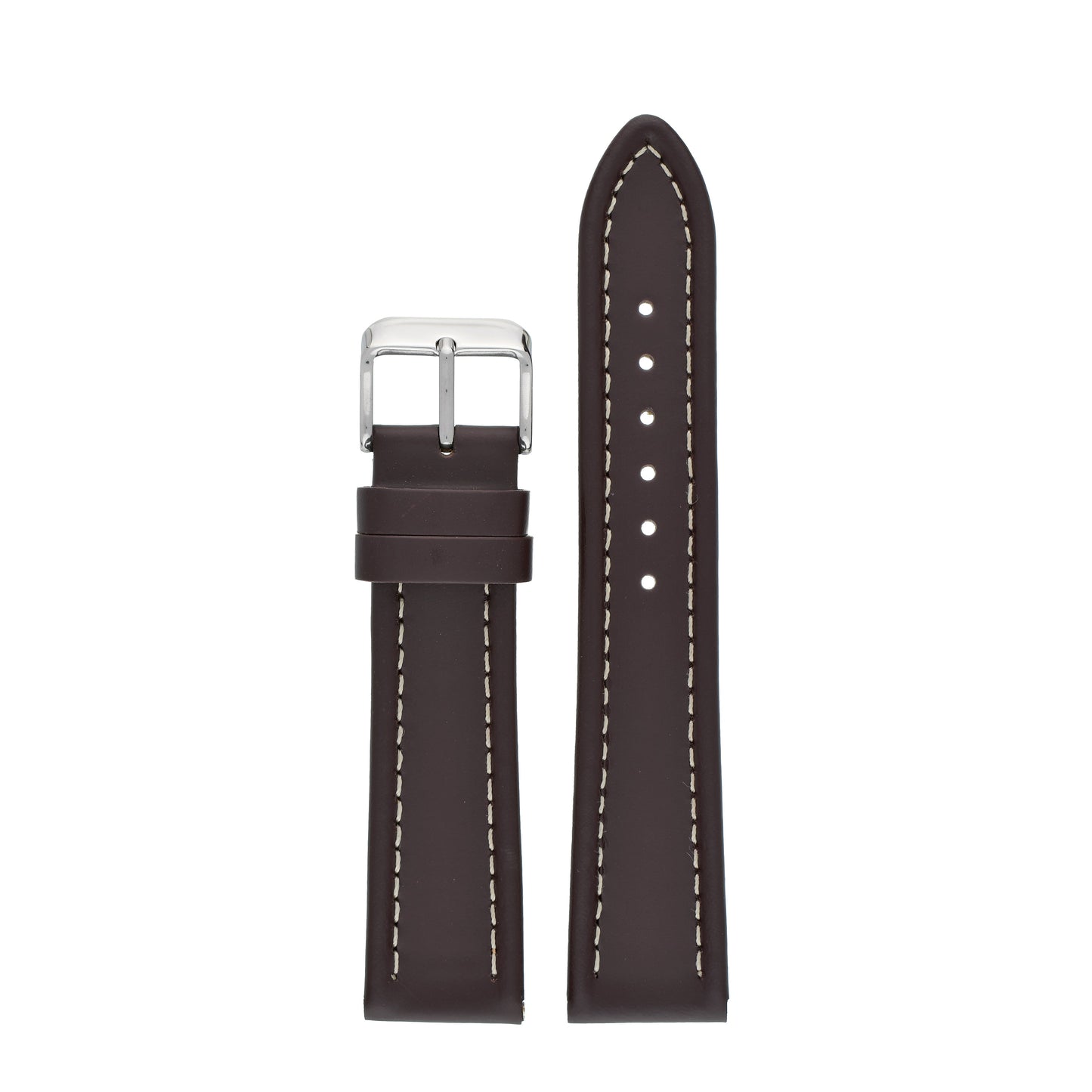 Oil Leather White Stitch Watch Strap