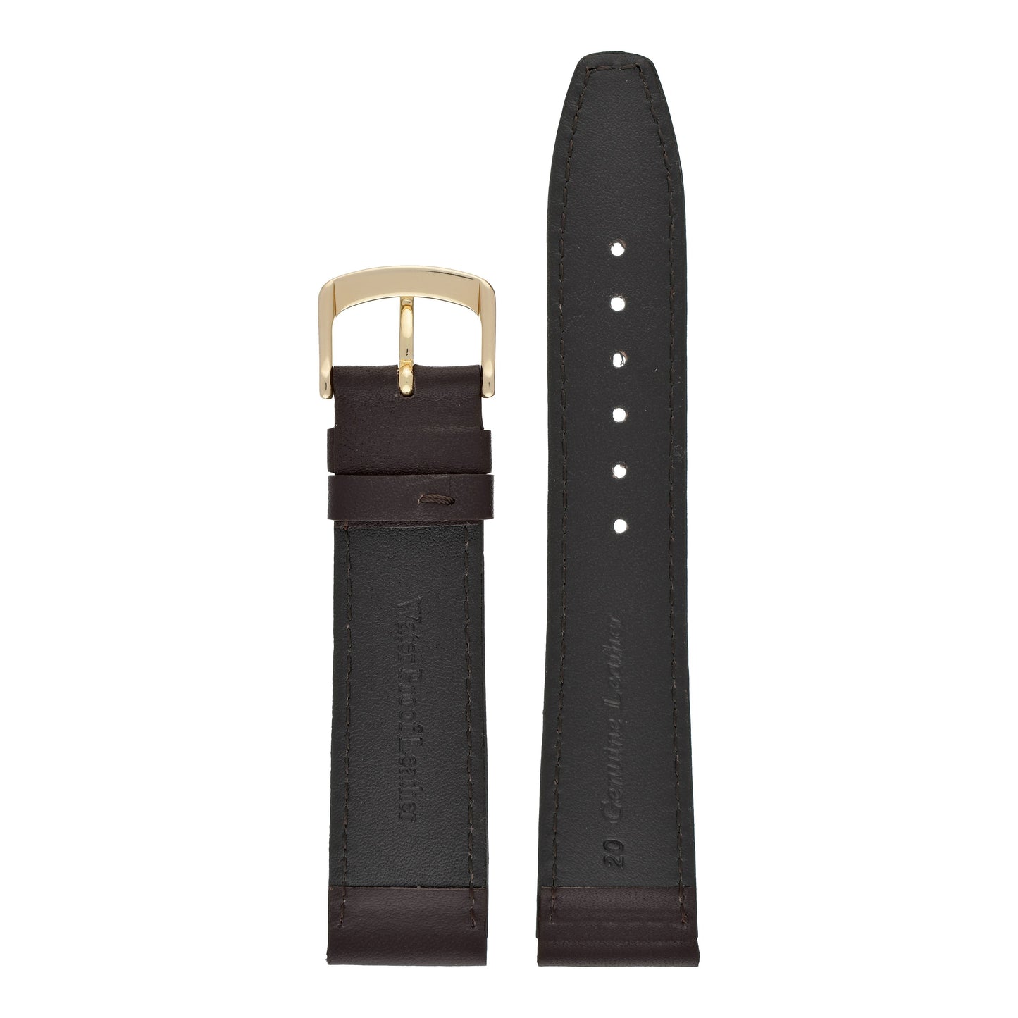 Water Resistant Stitched Leather Watch Strap