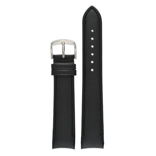 Padded Smooth Curved End Leather Watch Strap