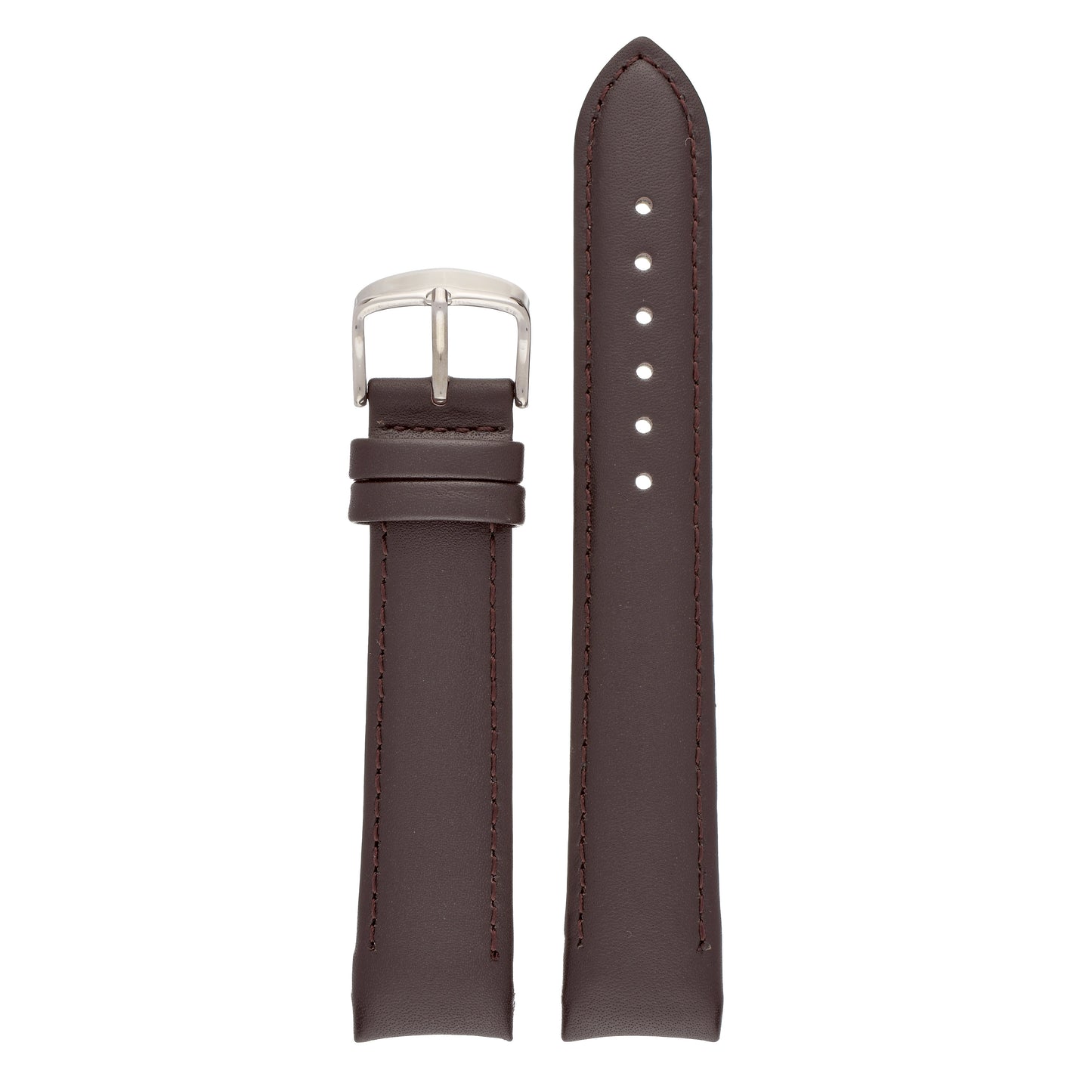 Padded Smooth Curved End Leather Watch Strap