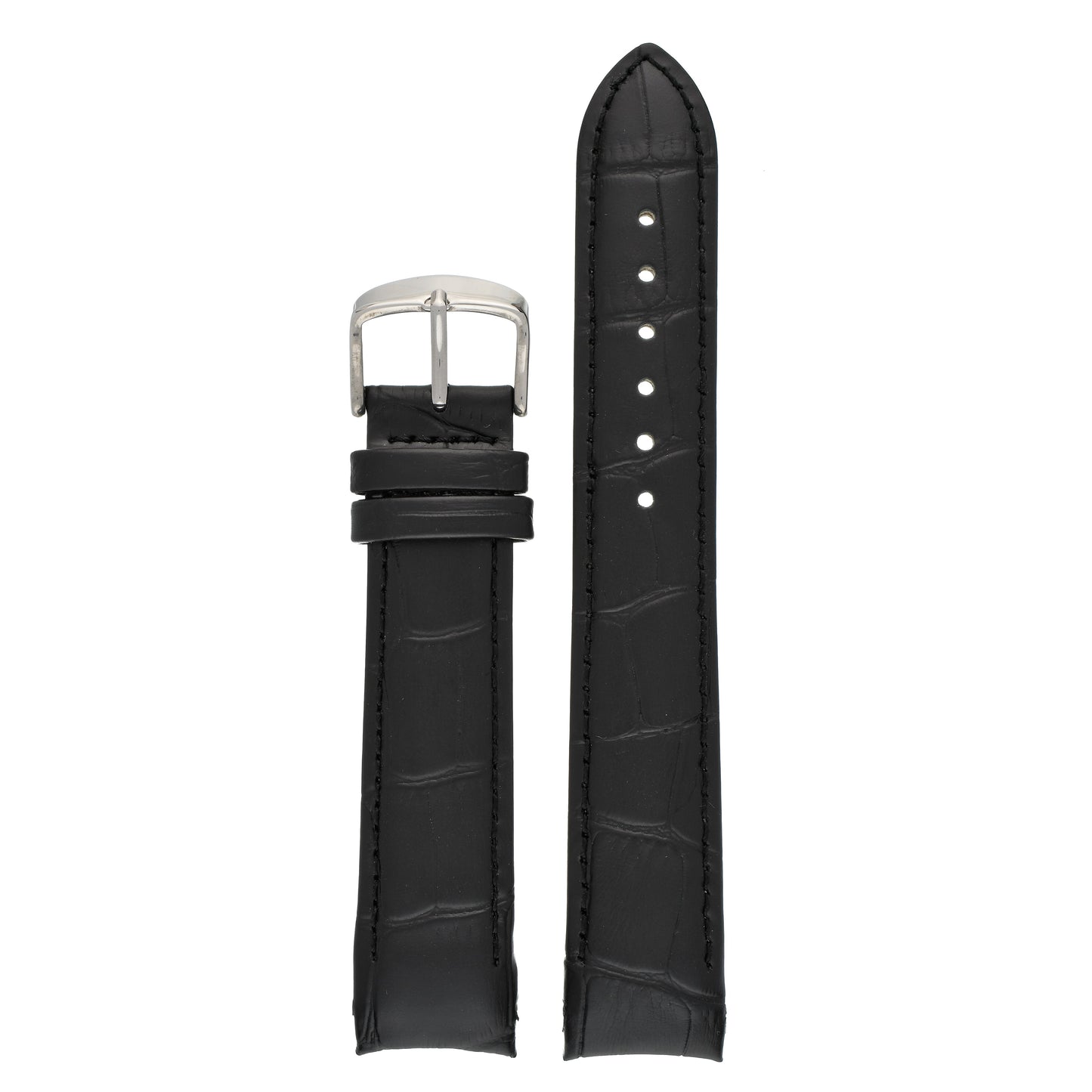 Padded Alligator Curved End Leather Watch Strap