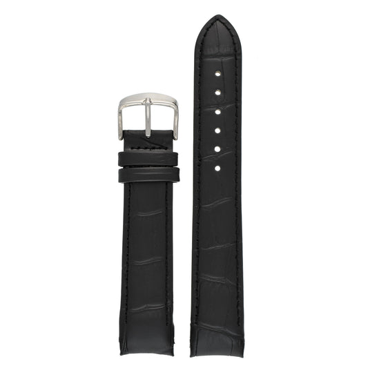 Padded Alligator Curved End Leather Watch Strap