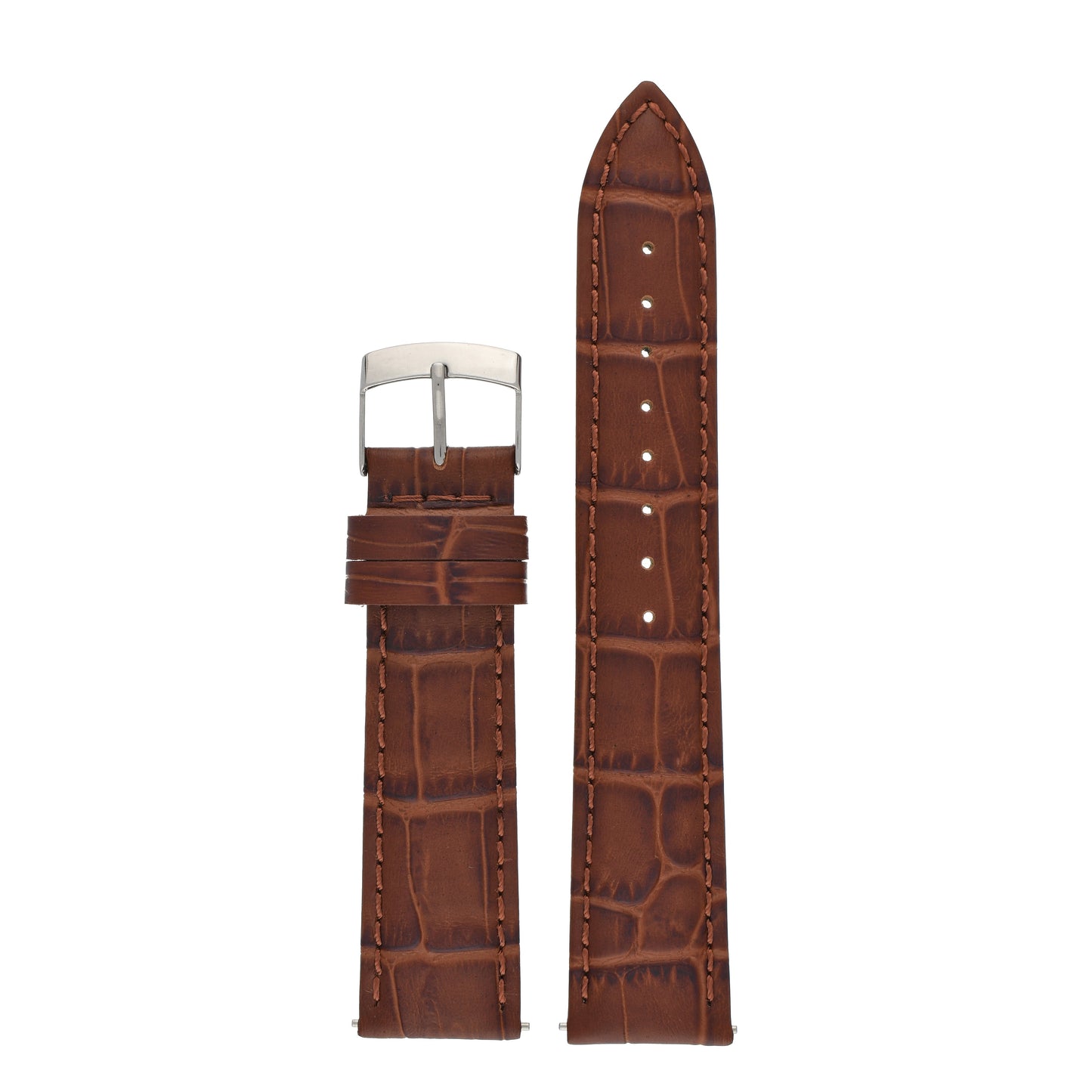 Quick Release Alligator Grain Leather Watch Strap