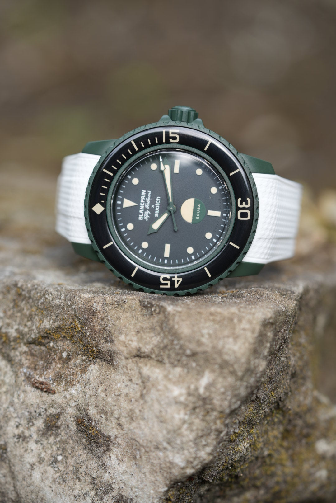 Rubber Woven Strap for Blancpain X Swatch Green Abyss
