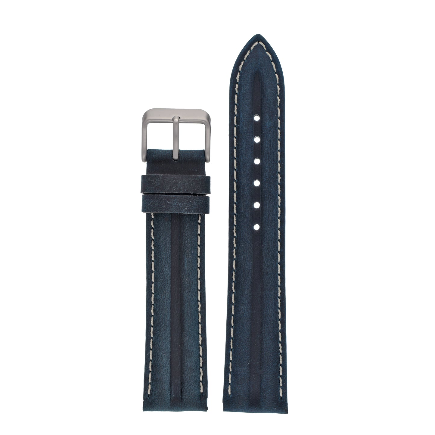 Double Ridge Profile Leather Watch Strap