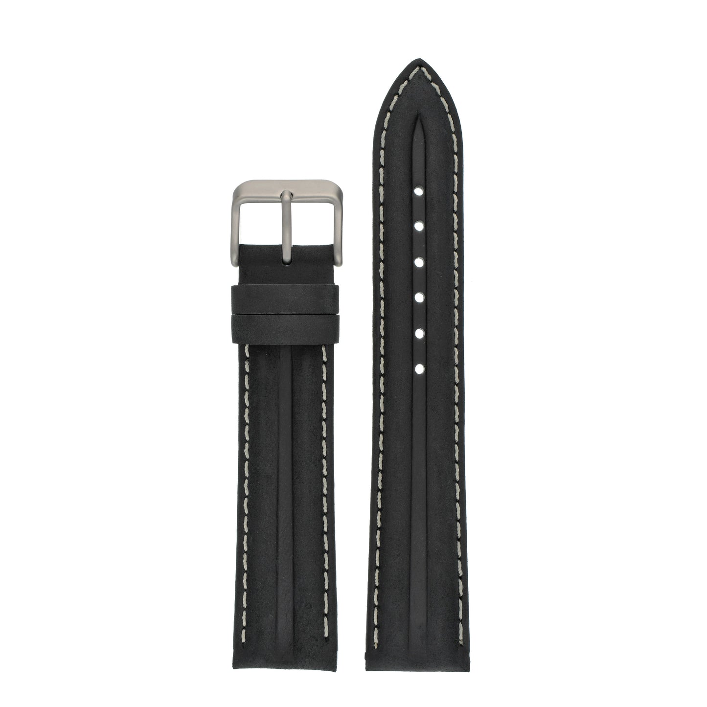 Double Ridge Profile Leather Watch Strap
