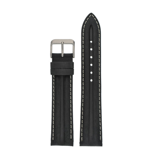 Double Ridge Profile Leather Watch Strap