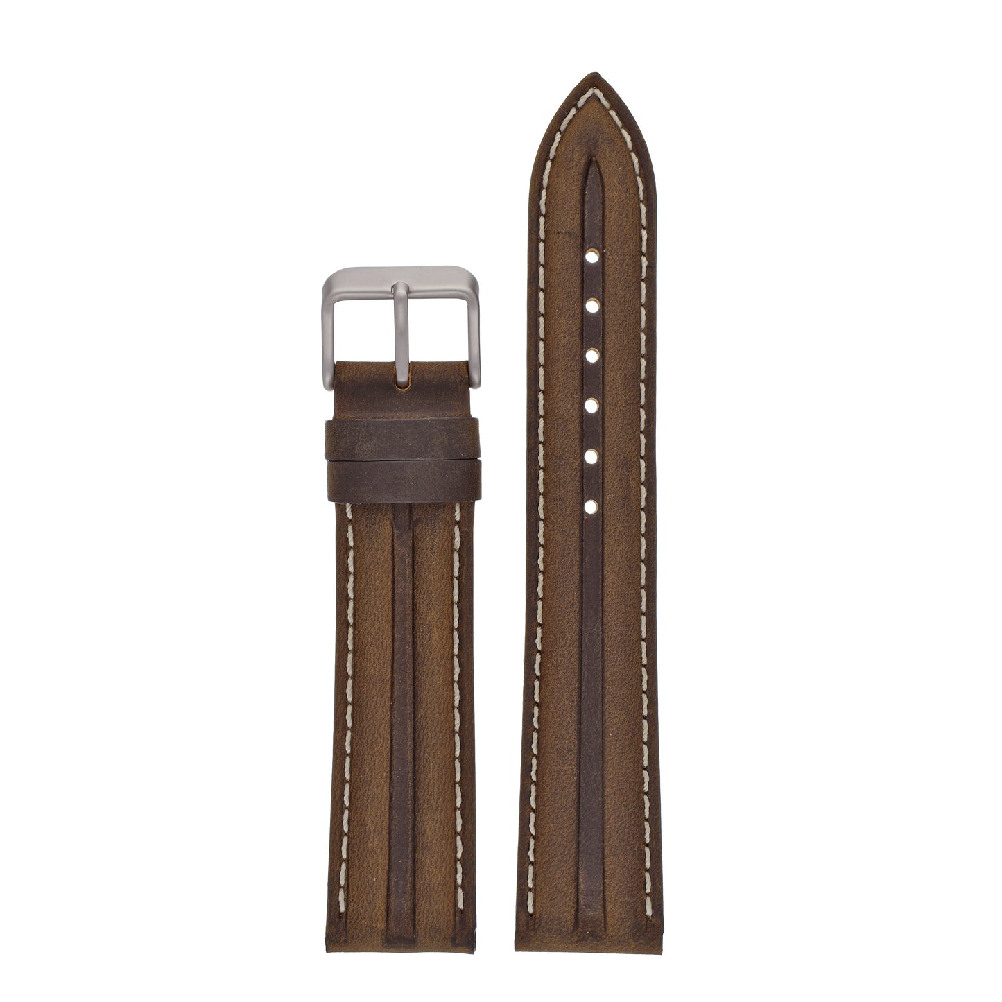 Double Ridge Profile Leather Watch Strap