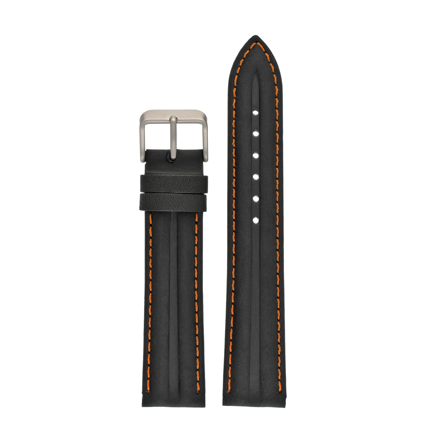 Double Ridge Profile Leather Watch Strap