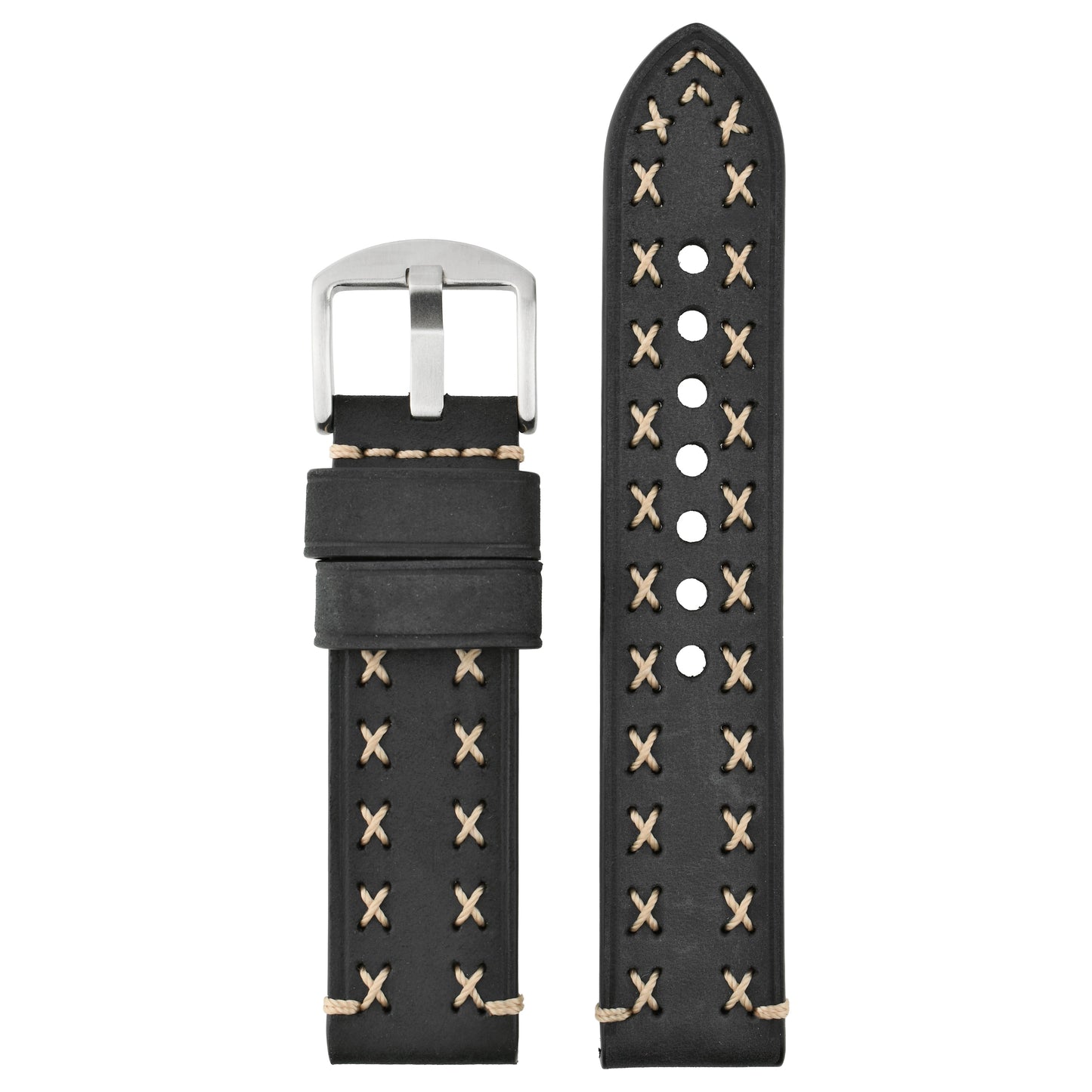 Heavy Cross Stitch Leather Watch Strap