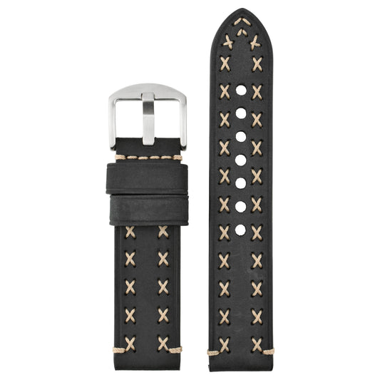 Heavy Cross Stitch Leather Watch Strap