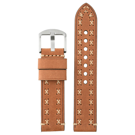 Heavy Cross Stitch Leather Watch Strap