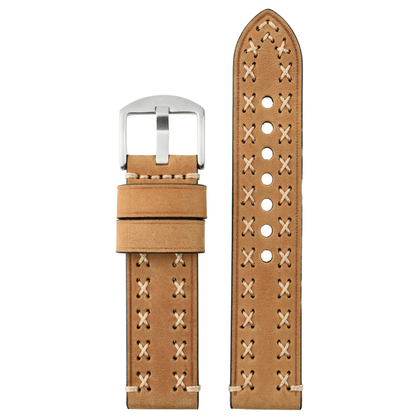 Heavy Cross Stitch Leather Watch Strap