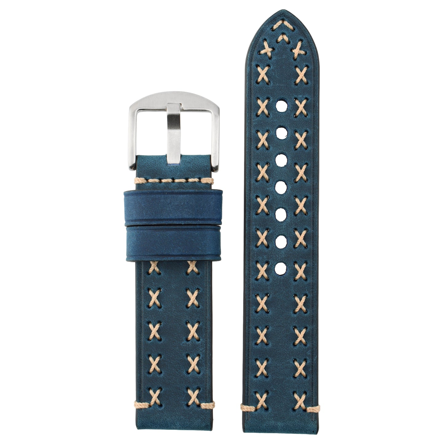 Heavy Cross Stitch Leather Watch Strap