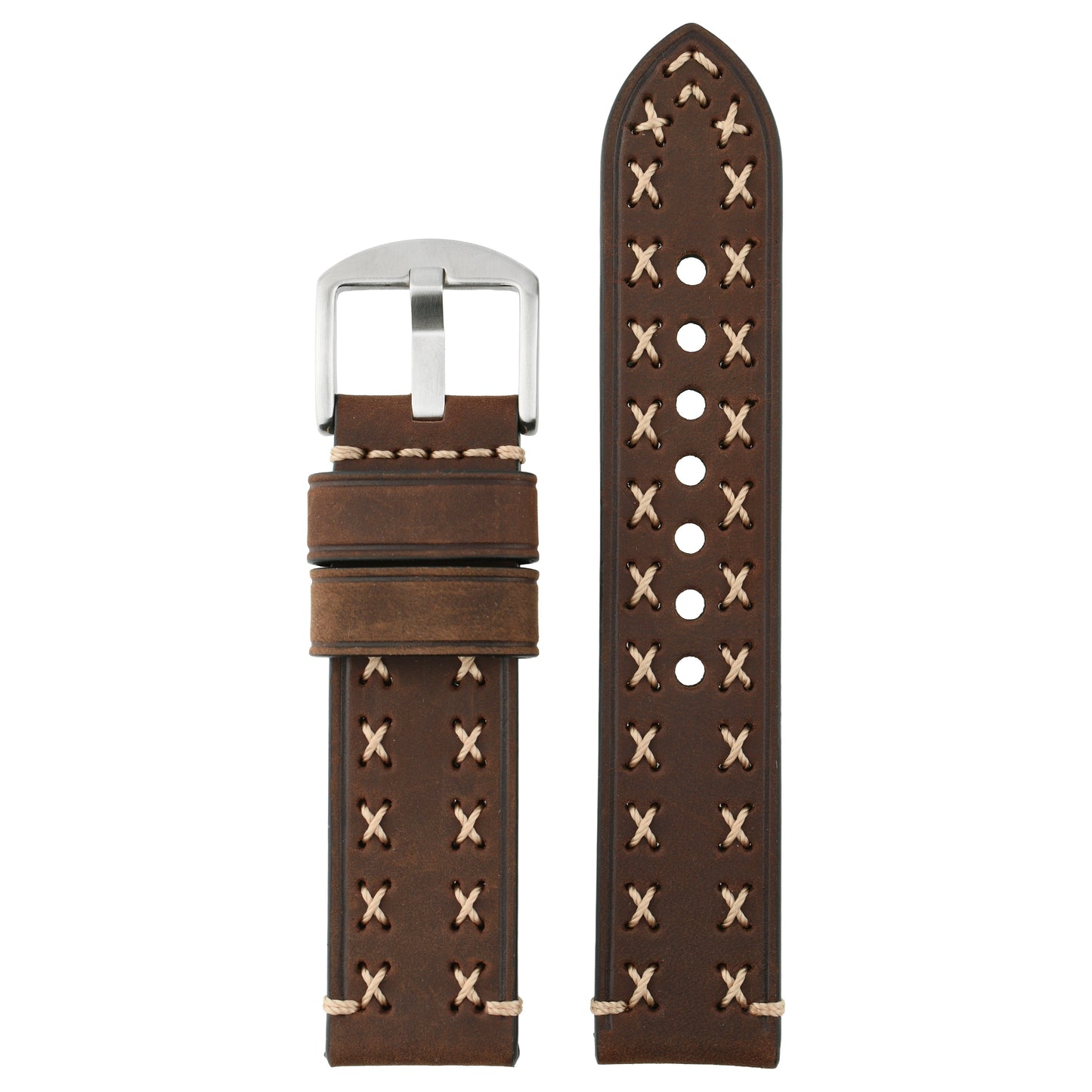 Heavy Cross Stitch Leather Watch Strap