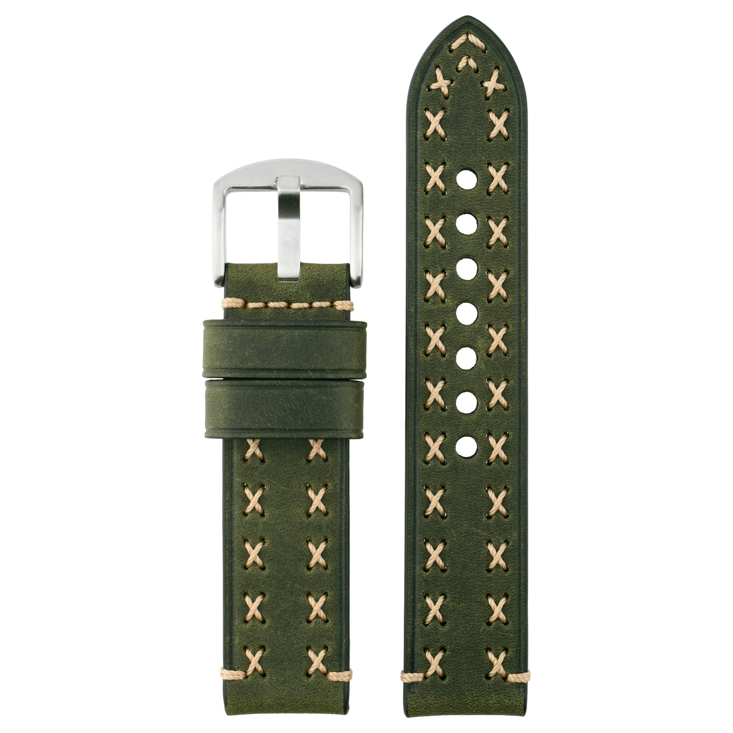 Heavy Cross Stitch Leather Watch Strap