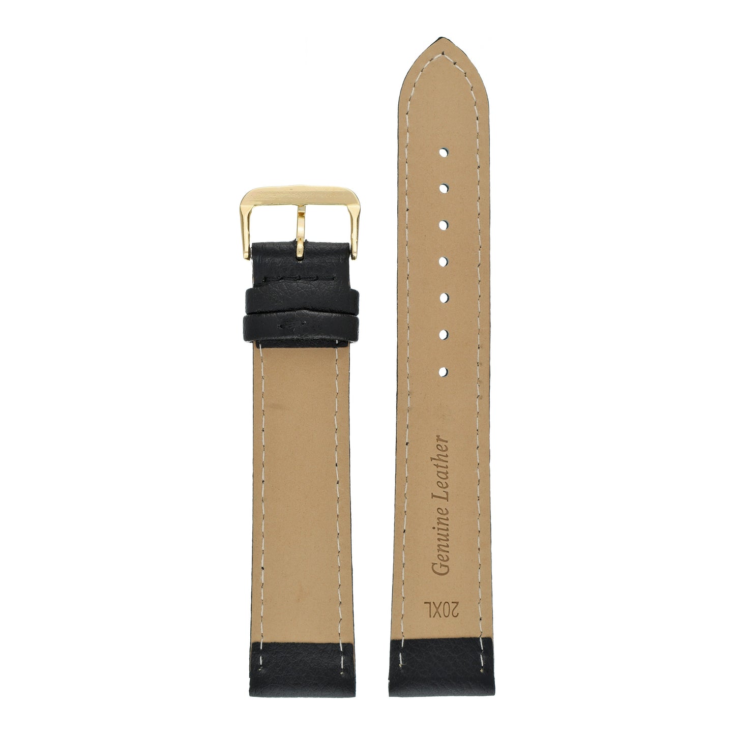 XL Buffalo Grain Stitched Leather Watch Strap