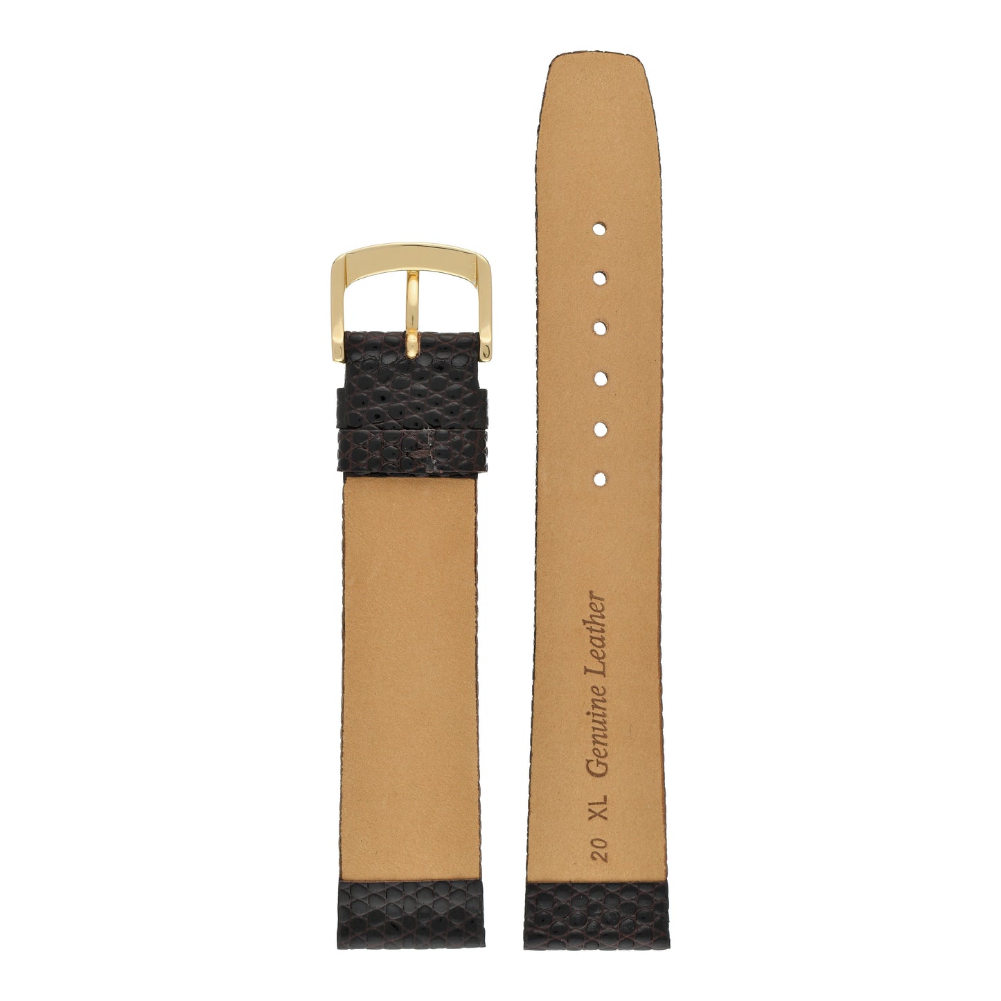 XL Flat Lizard Grain Leather Watch Strap